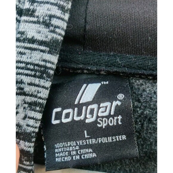 Cougar Sport Hoodie Mens Size Large Gray Black Pullover Hooded Sweatshirt Pocket - Picture 5 of 9